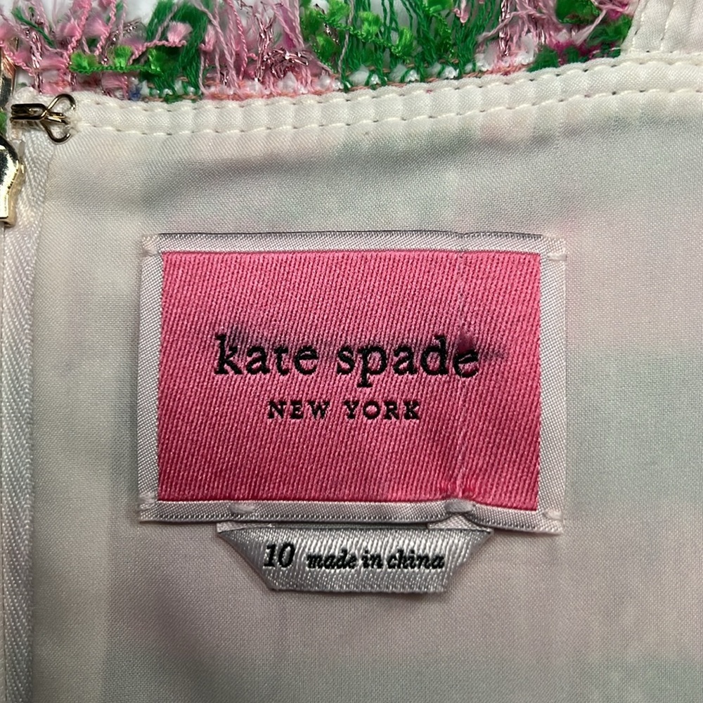 Kate Spade Pink and Green Plaid Tweed Dress/ 10 - Picture 11 of 14